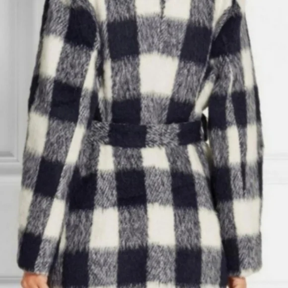 NWT SEA NEW YORK GINGHAM WOOL BLEND BELTED COAT - Picture 3 of 8